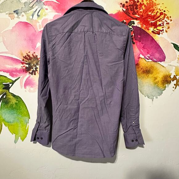 Geoffrey Beene Shirt Mens XS Slim Fit Flex Collar Stretch Button Light Purple - Picture 3 of 4